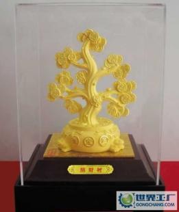 絨沙金工藝禮品招財(cái)樹 精美工藝與吉祥寓意的完美結(jié)合